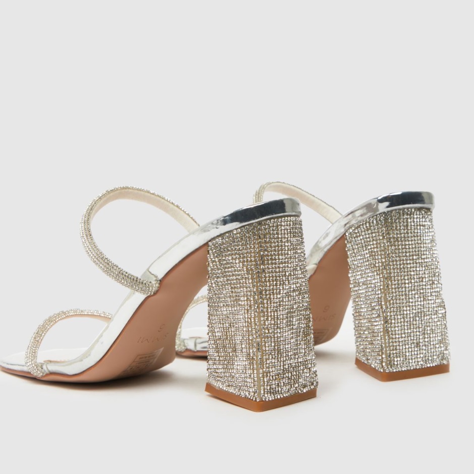 Dr Martens Schweiz Zürich Simmi Peruvian Diamante Mule High Heels Silver