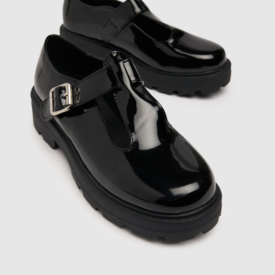 Black Dr Martens Schweiz Schuh Lyra Patent Chunky Tbar Flat Shoes