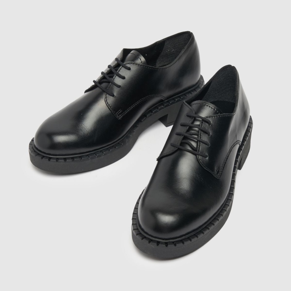 Schwarz Dr Martens Schweiz Schuh Lynn Flache Schnürschuhe Aus Leder