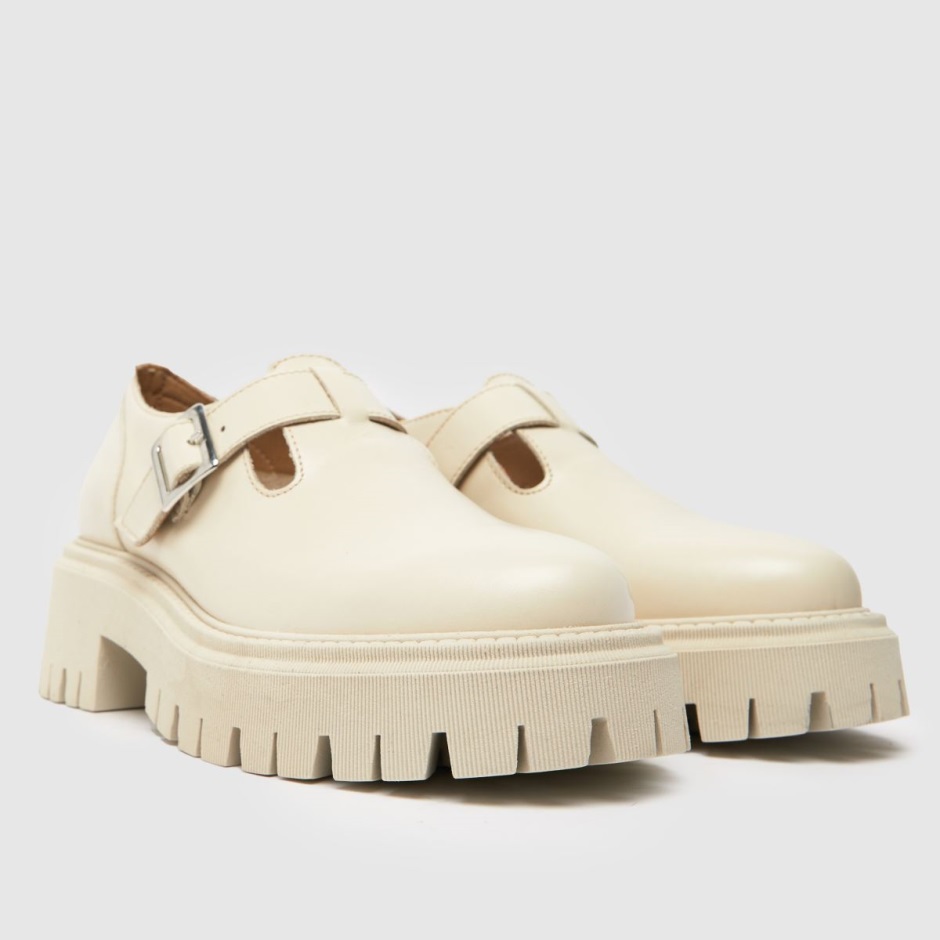 Weiß Dr Martens Schweiz Schuh Lavinia Leder T Bar Flache Schuhe