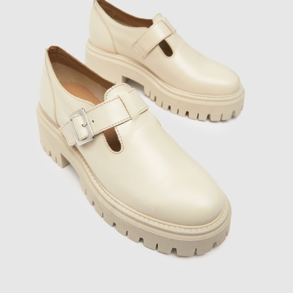 Weiß Dr Martens Schweiz Schuh Lavinia Leder T Bar Flache Schuhe