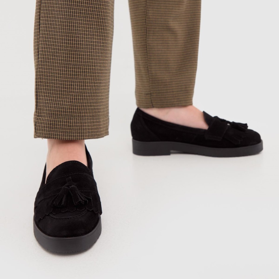 Dr Martens Schweiz Zürich Schuh Laurie Suede Tassel Loafer Flat Shoes Black