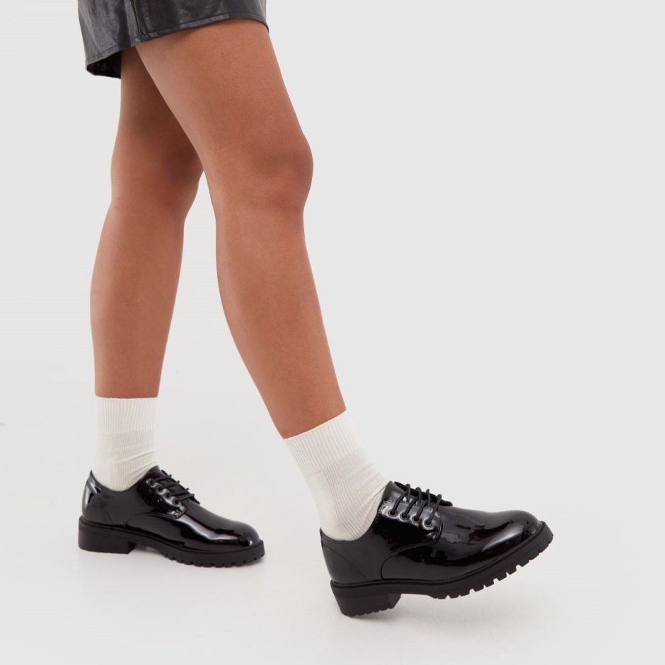 Schuh Letty Patent Lace Up Flat Shoes Dr Martens Schweiz Zürich Black