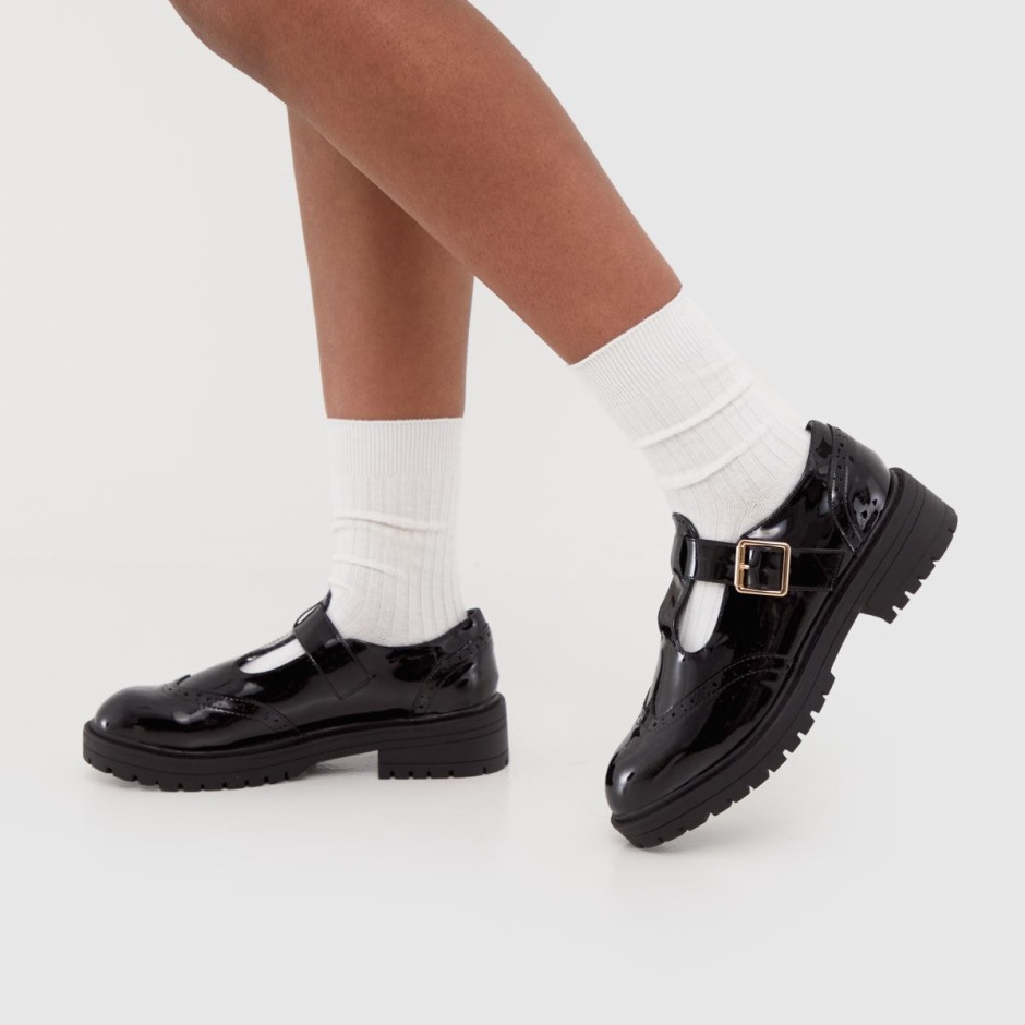 Schuh Wide Fit Luca Patent Tbar Flat Shoes Dr Martens Schweiz Zürich Black