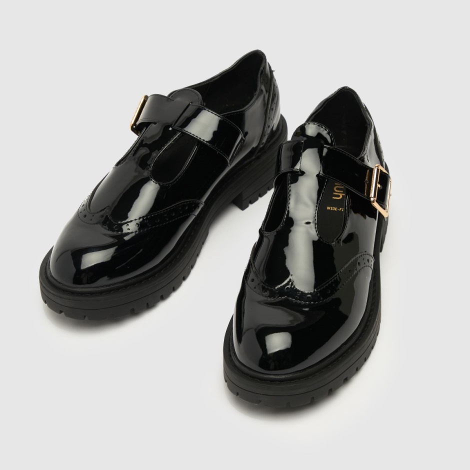 Schuh Wide Fit Luca Patent Tbar Flat Shoes Dr Martens Schweiz Zürich Black