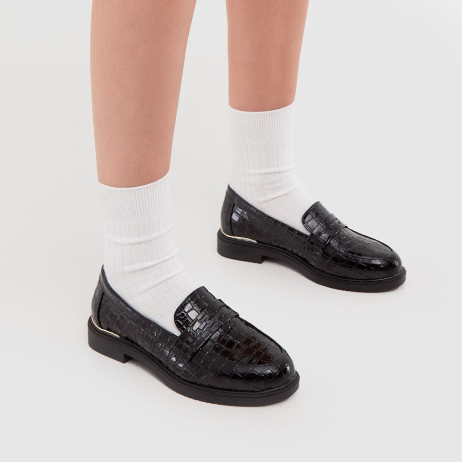 Dr Martens Schweiz Zürich Schuh Wide Fit Lenzo Patent Loafer Flat Shoes Black