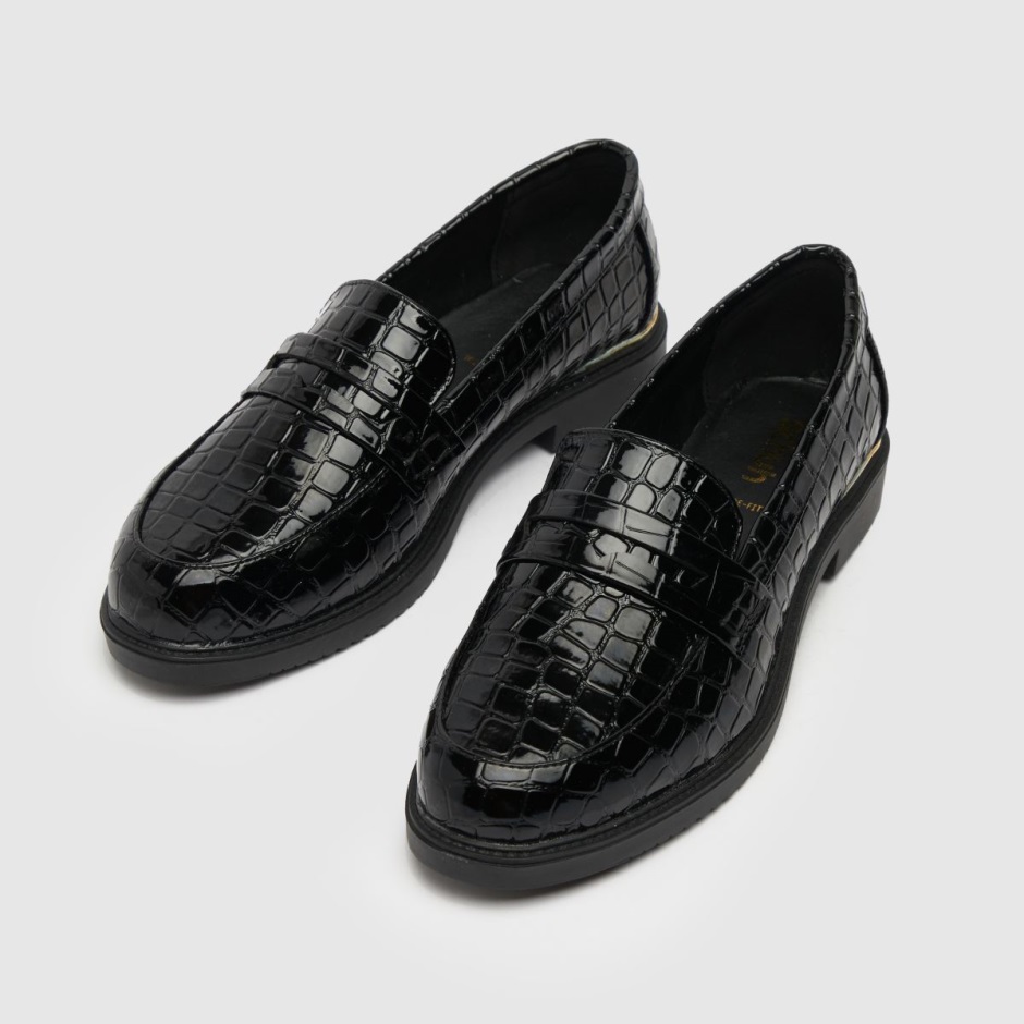 Dr Martens Schweiz Zürich Schuh Wide Fit Lenzo Patent Loafer Flat Shoes Black