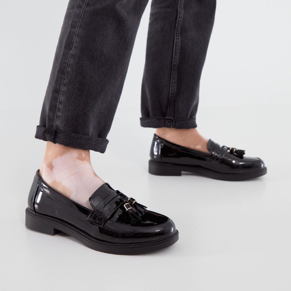 Black Dr Martens Schweiz Schuh Lane Tassel Loafer Flat Shoes
