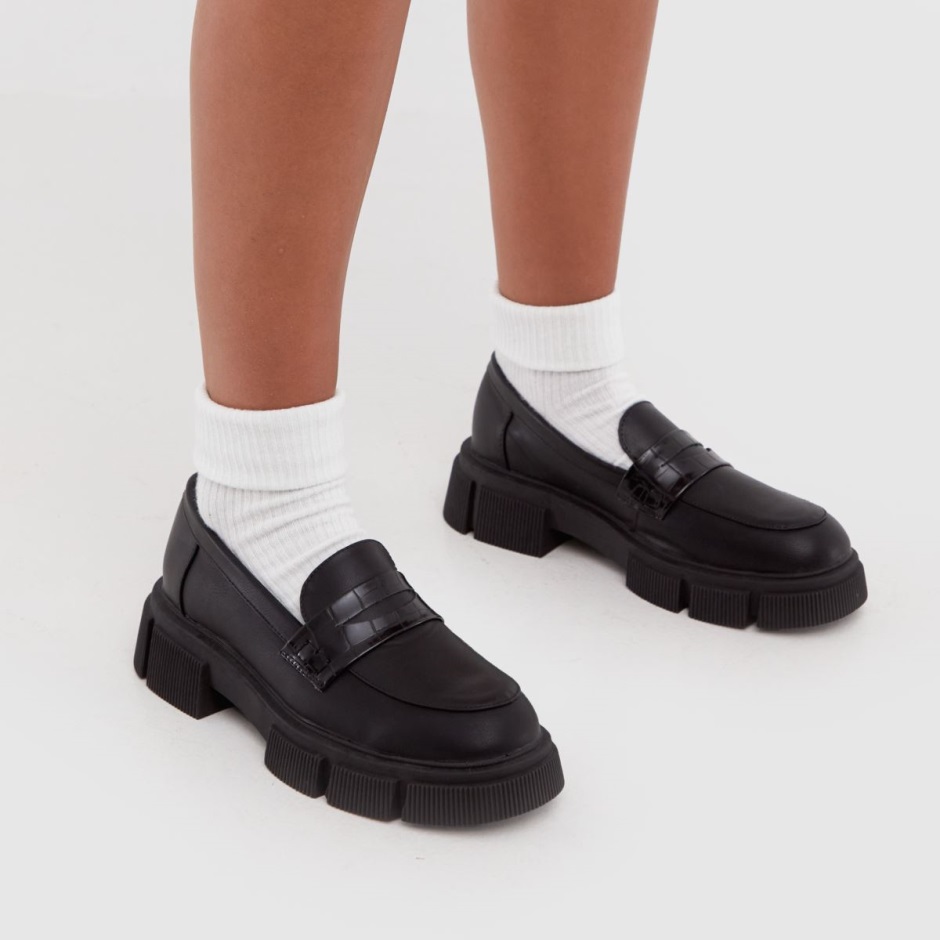 Dr Martens Schweiz Zürich Black Schuh Wide Fit Luke Chunky Loafer Flat Shoes