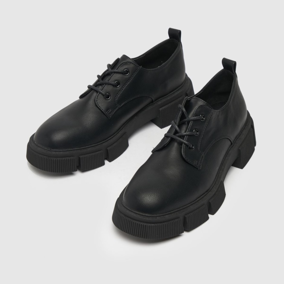 Schwarz Dr Martens Schweiz Schuh Lancey Klobige Flache Schnürschuhe