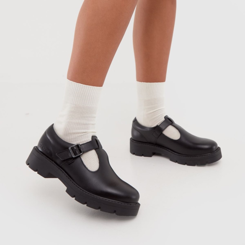 Schwarze Kicker Kori T Bar Mono Flache Schuhe Dr Martens Schweiz