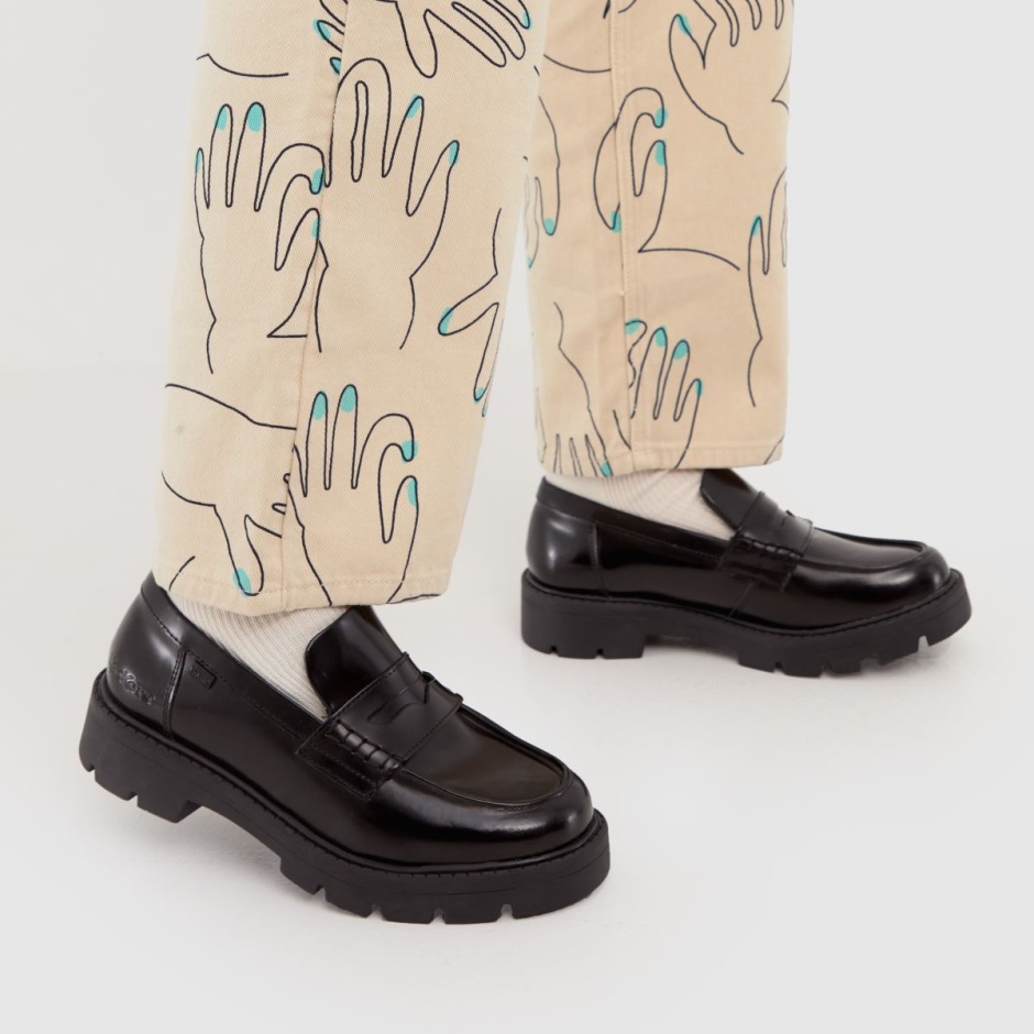 Schwarz Dr Martens Schweiz Kickers Kori Loafer Hi Shine Flache Schuhe