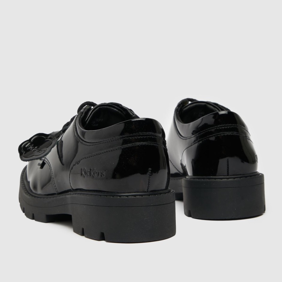 Black Dr Martens Schweiz Kickers Kori Derby Patent Flat Shoes