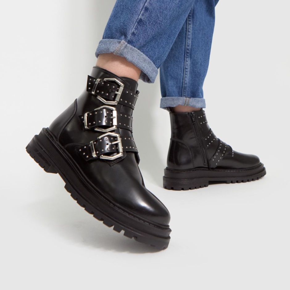 Schuh Alyssa Leather Buckle Hardware Boots Black Dr Martens Schweiz