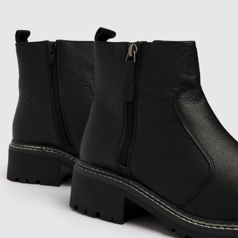 Black Dr Martens Schweiz Schuh Alba Leather Chunky Boots