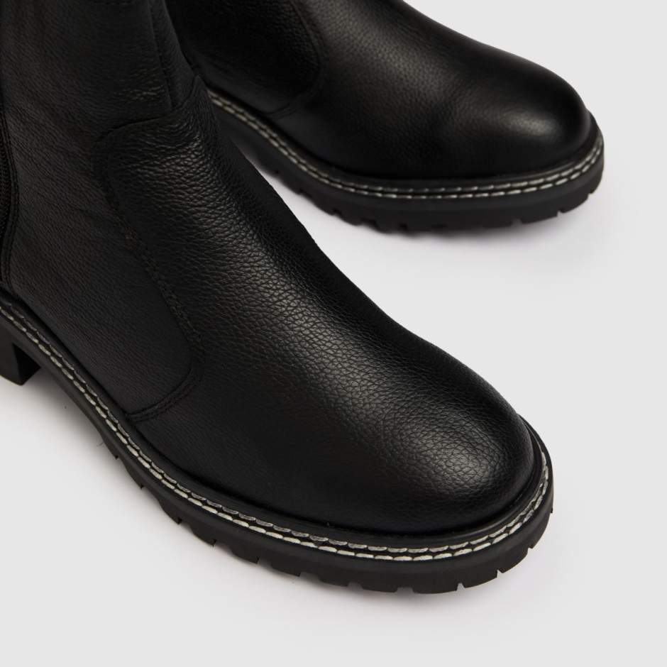 Black Dr Martens Schweiz Schuh Alba Leather Chunky Boots