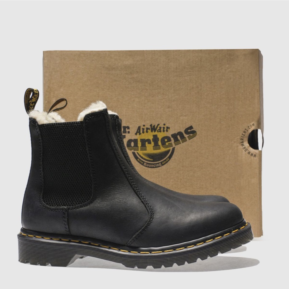 Dr Martens Schweiz Zürich Dr Martens Leonore Fur Lined Chelsea Boots Black