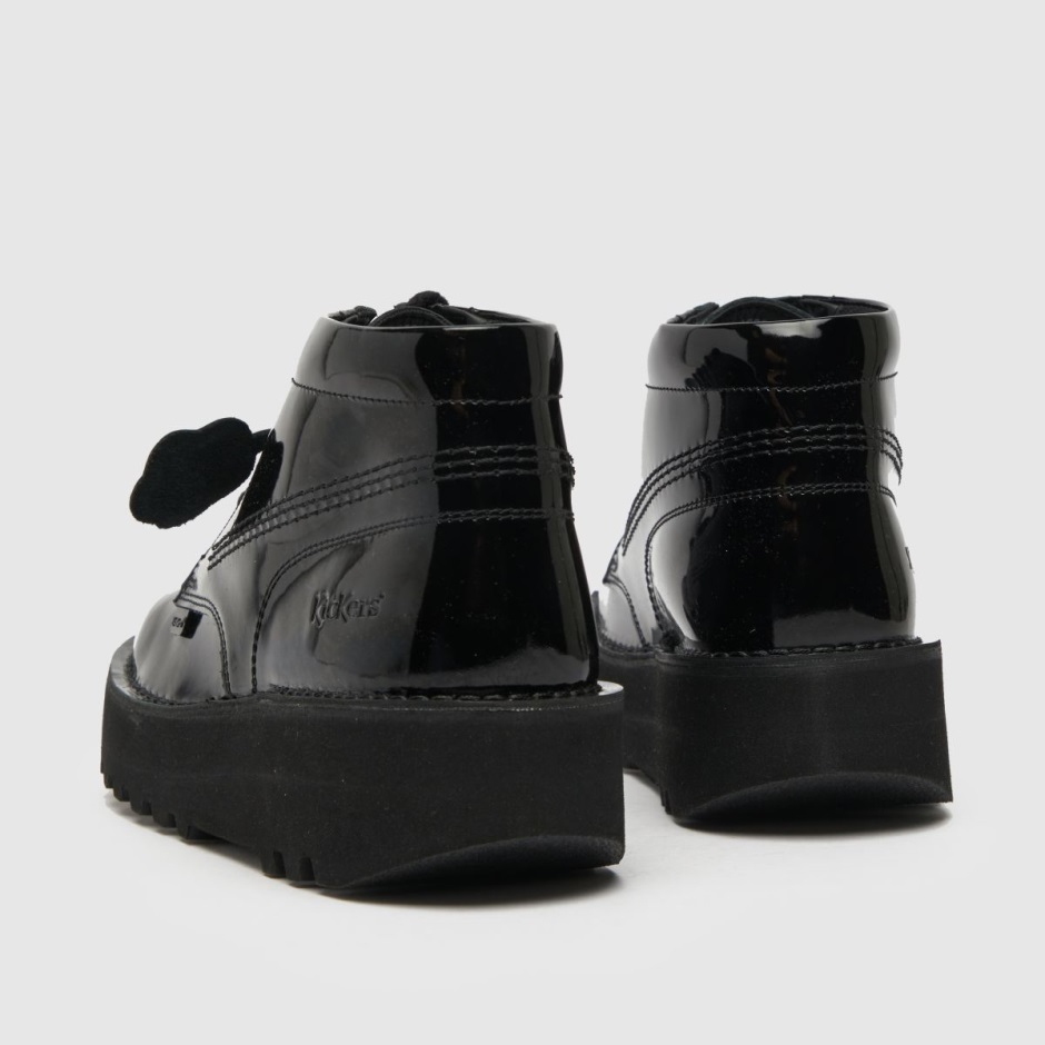 Schwarze Kickers Hi Stack Patent Mono Flache Schuhe Dr Martens Schweiz