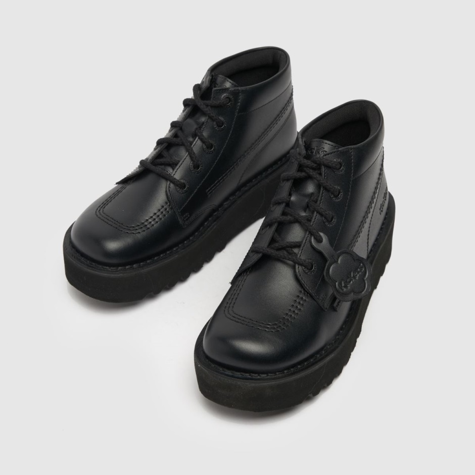 Schwarze Dr Martens Schweiz Kickers Hi Stack Mono Flache Schuhe