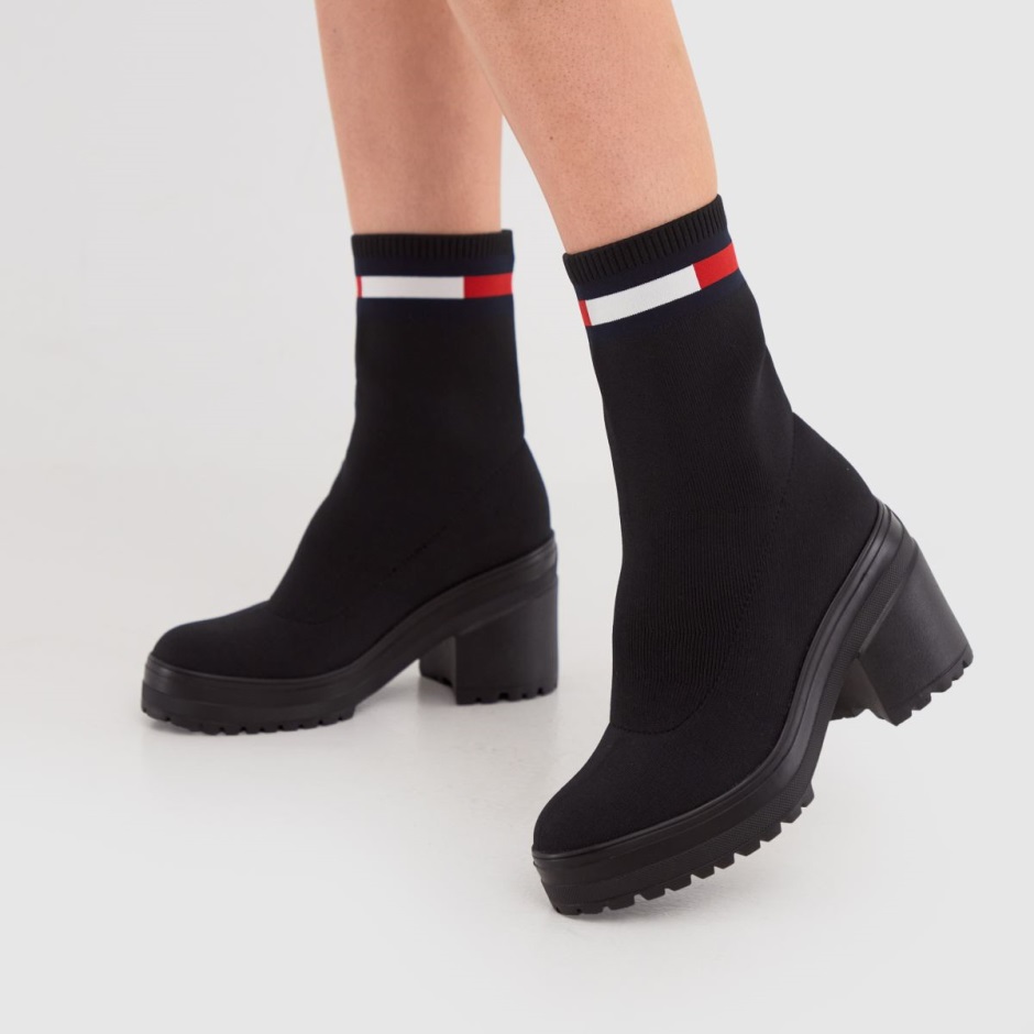 Schwarze Dr Martens Schweiz Tommy Jeans Strickstiefel