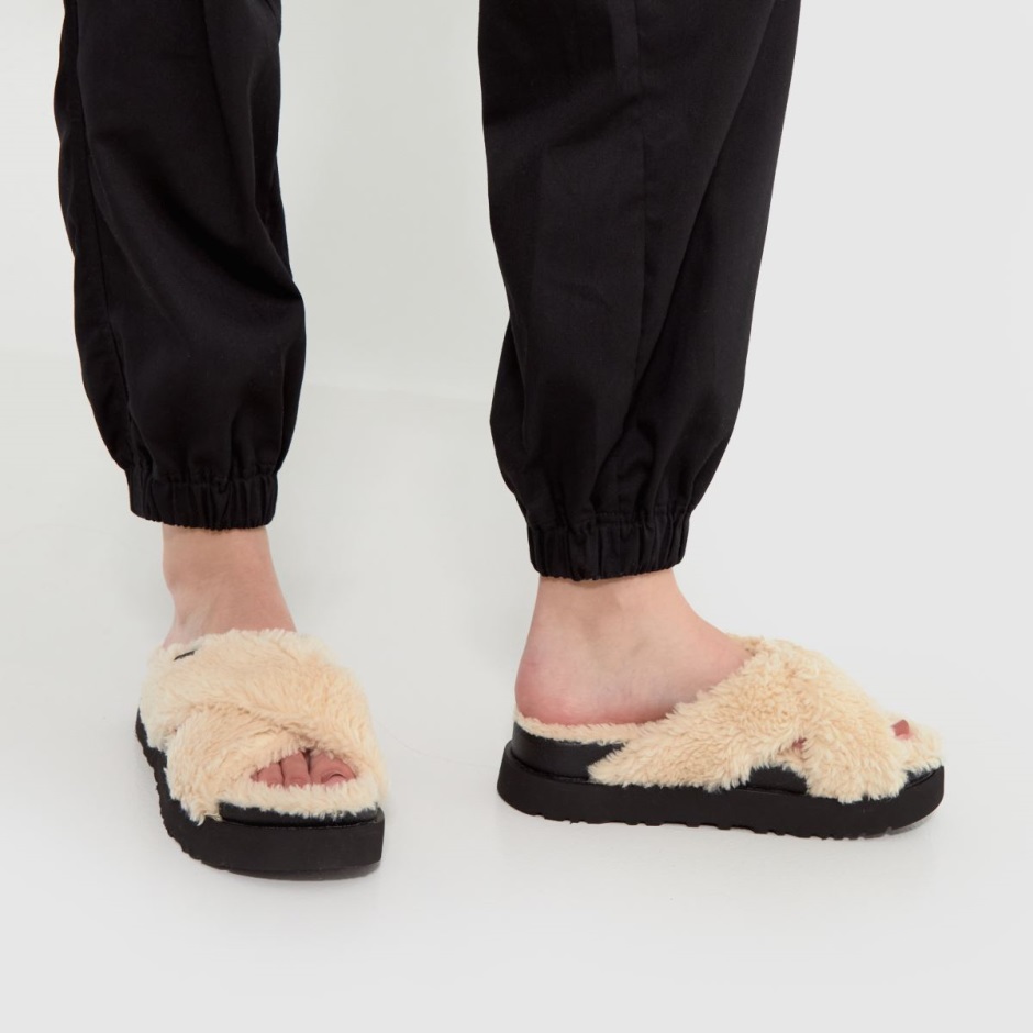 Ugg Fuzz Sugar Cross Slide Slippers Dr Martens Schweiz Zürich Natural