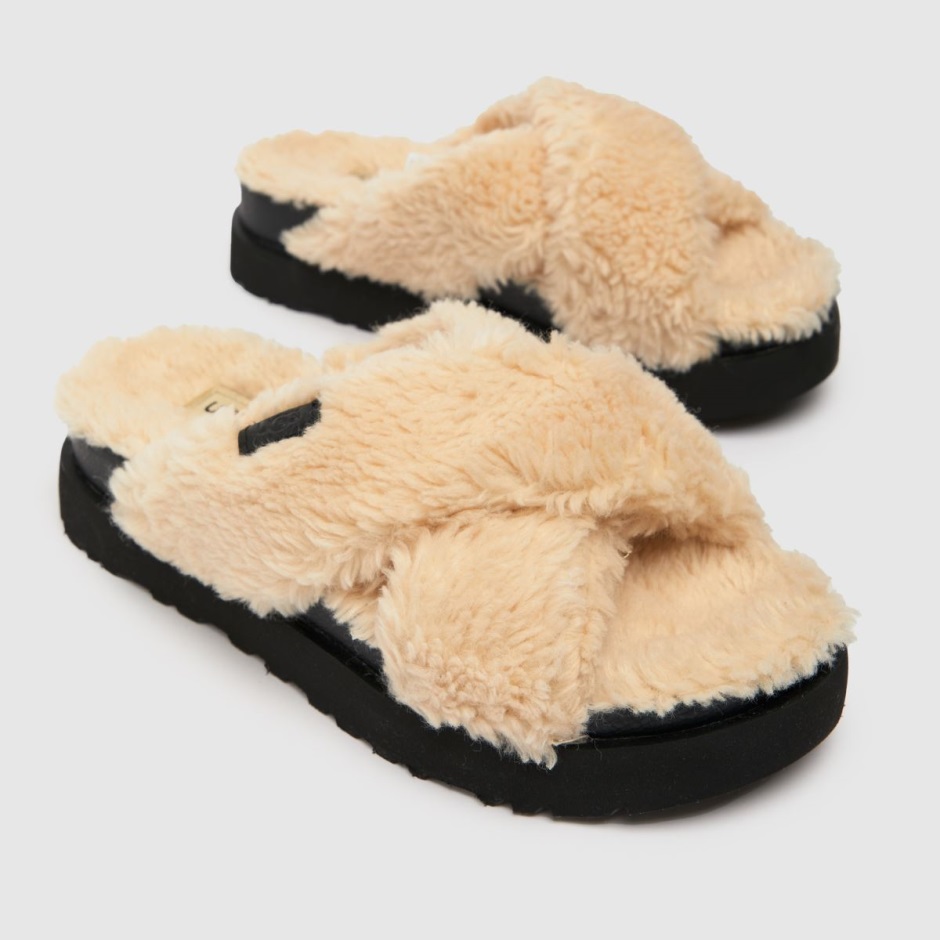 Ugg Fuzz Sugar Cross Slide Slippers Dr Martens Schweiz Zürich Natural
