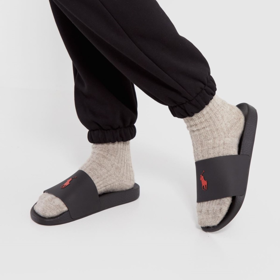 Dr Martens Schweiz Zürich Polo Ralph Lauren Polo Slide Sandals Black-red