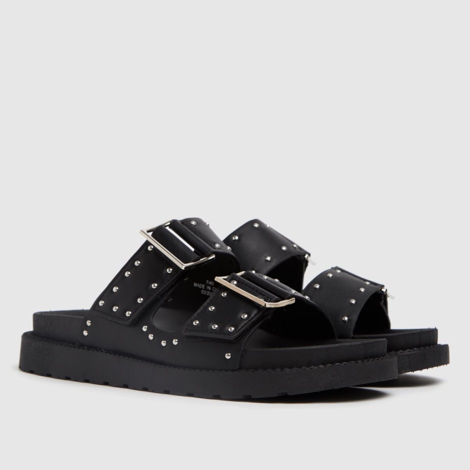 Black Schuh Timmey Stud Buckle Footbed Sandals Dr Martens Schweiz