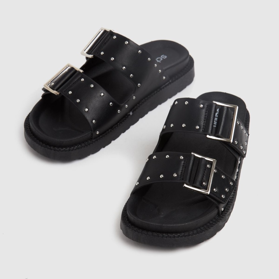 Black Schuh Timmey Stud Buckle Footbed Sandals Dr Martens Schweiz