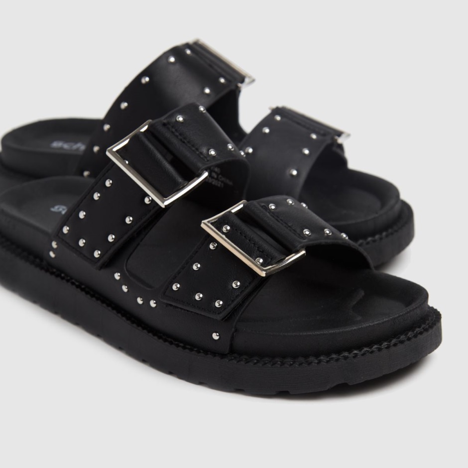 Black Schuh Timmey Stud Buckle Footbed Sandals Dr Martens Schweiz