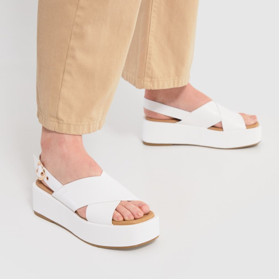 Schuh Trini Cross Strap Flatform Sandals White Dr Martens Schweiz