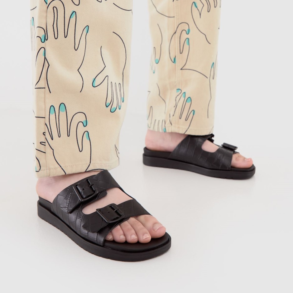 Schuh Trista Croc Buckle Footbed Sandals Dr Martens Schweiz Zürich Black