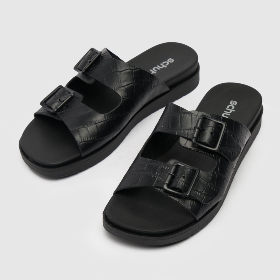 Schuh Trista Croc Buckle Footbed Sandals Dr Martens Schweiz Zürich Black