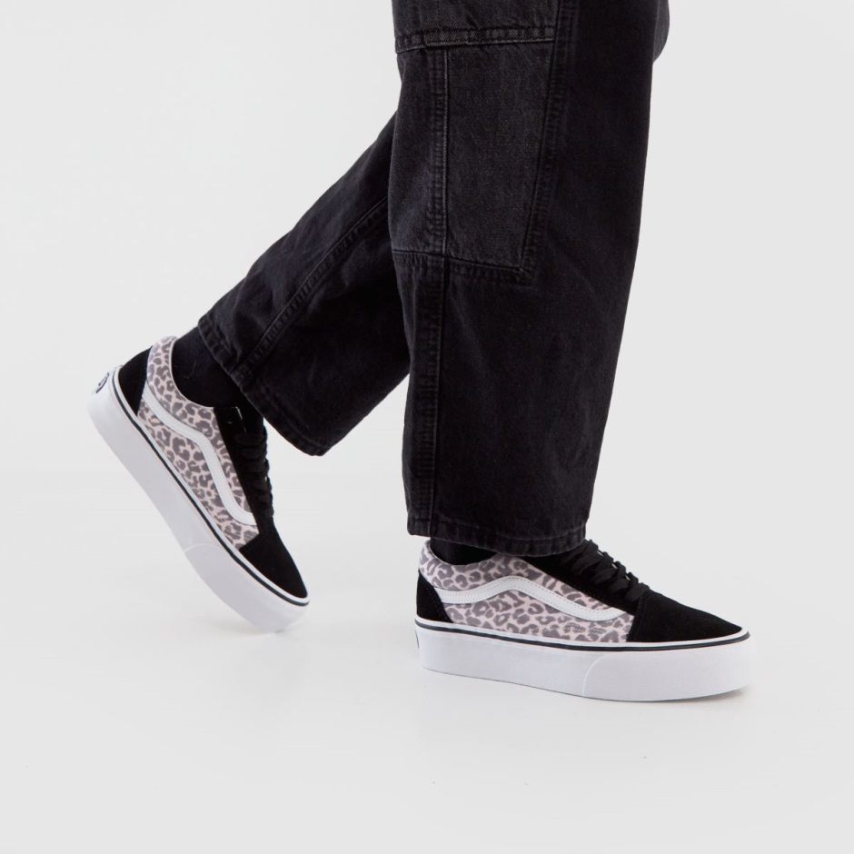 Schwarz-lila Vans Leopard Old Skool Plateauschuhe Dr Martens Schweiz