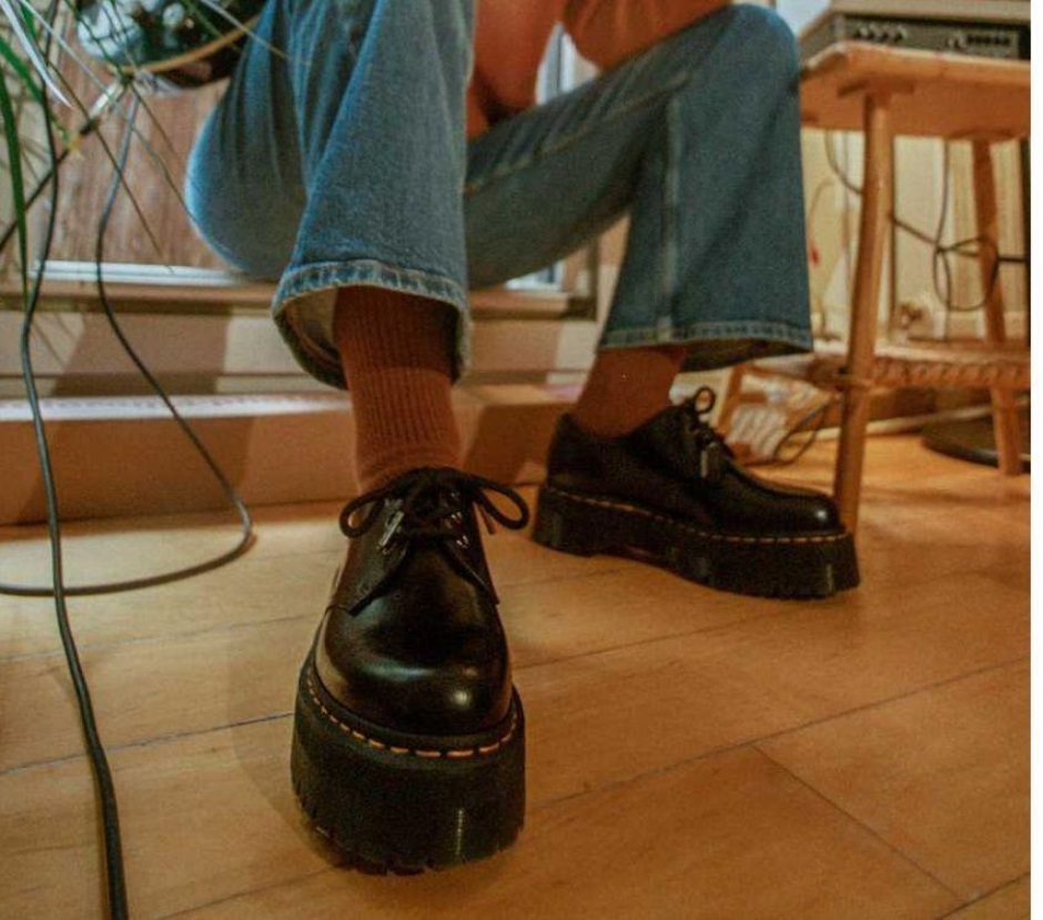 Dr Martens Schweiz Zürich Schwarz Poliert Glatt 1461 Quadrat Poliert Glatt