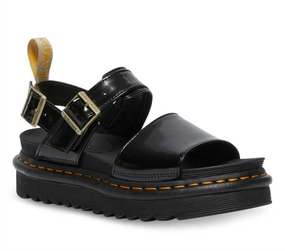 Black Dr Martens Schweiz Vegan Voss Strap Sandal