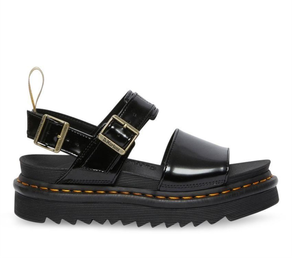 Black Dr Martens Schweiz Vegan Voss Strap Sandal