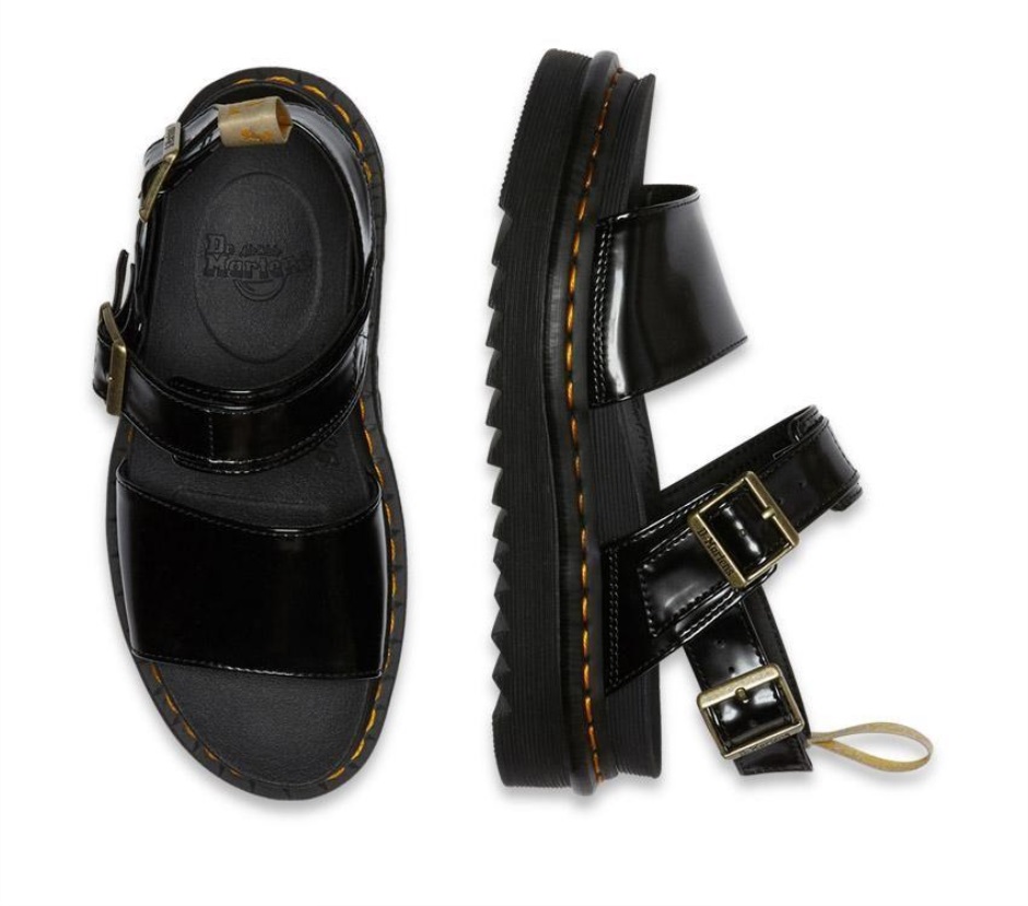 Black Dr Martens Schweiz Vegan Voss Strap Sandal