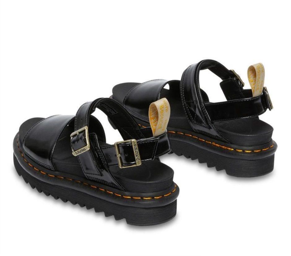 Black Dr Martens Schweiz Vegan Voss Strap Sandal