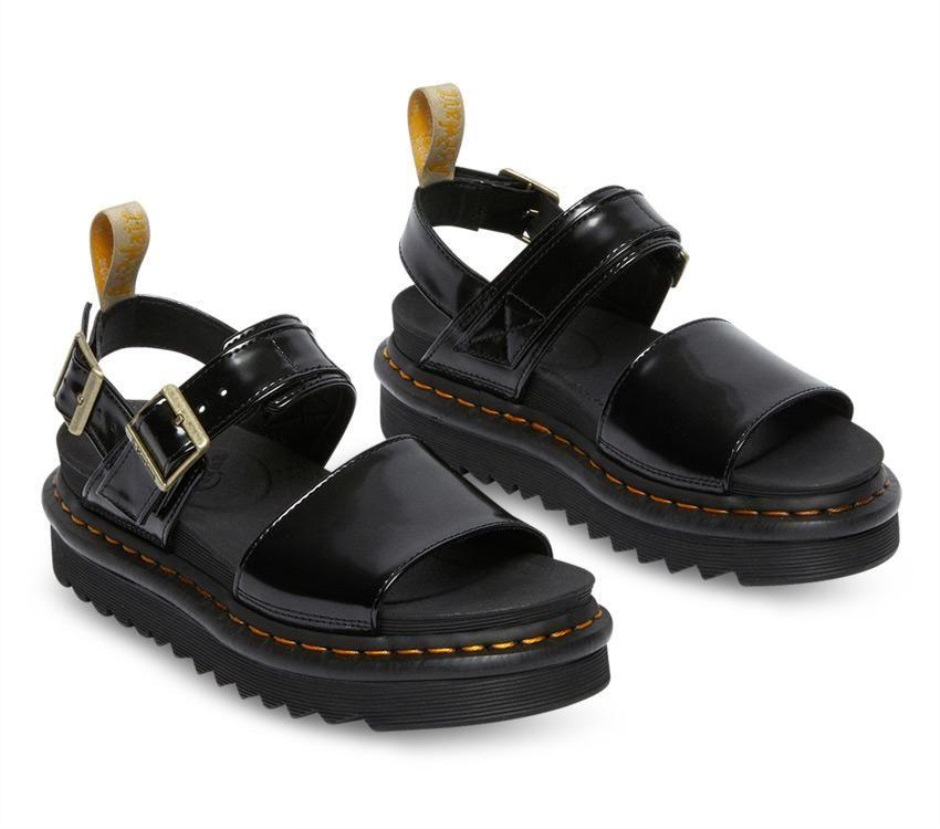 Black Dr Martens Schweiz Vegan Voss Strap Sandal
