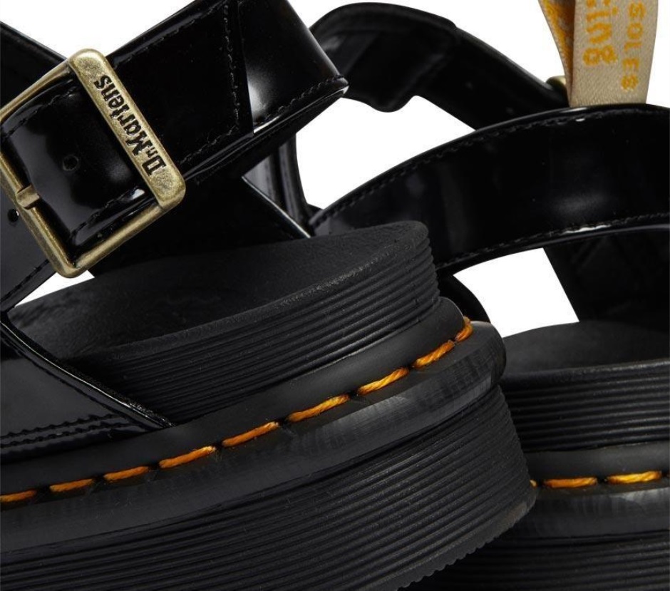 Black Dr Martens Schweiz Vegan Voss Strap Sandal