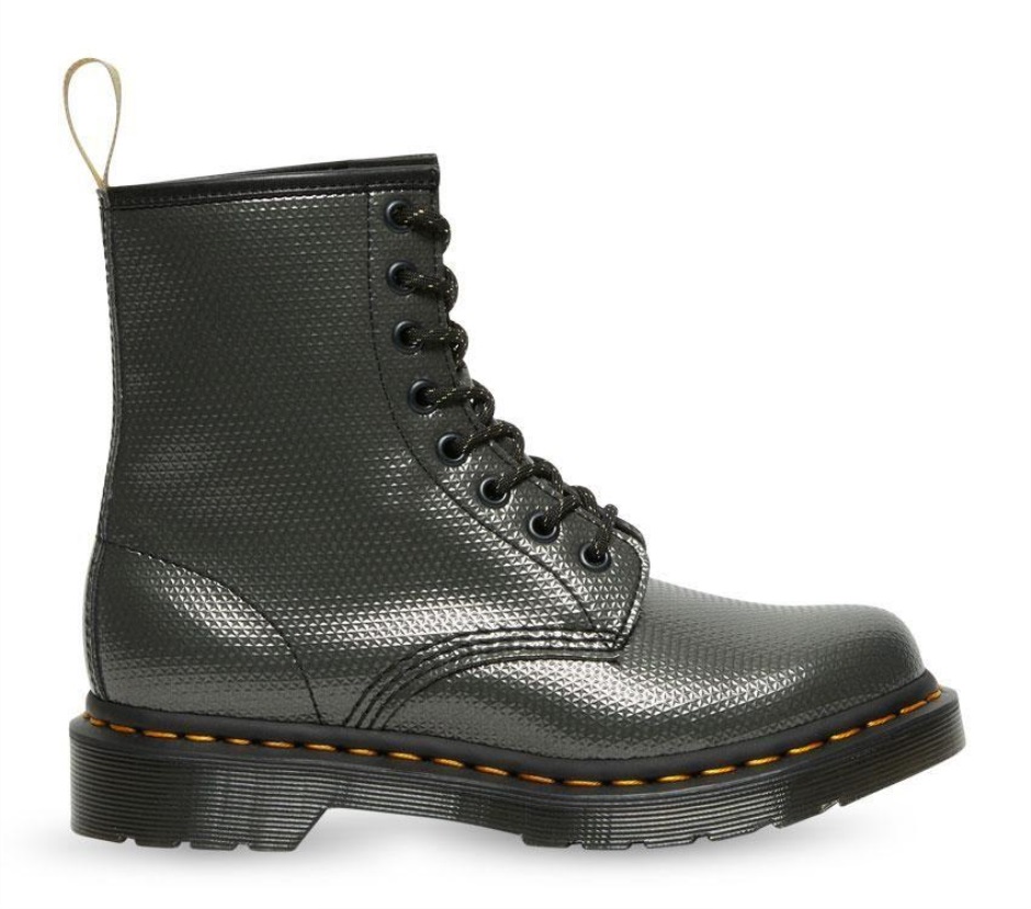 Dr Martens Schweiz Zürich Gunmetal Alumix Hex Emboss 1460 Vegan Metallic Emboss Boot
