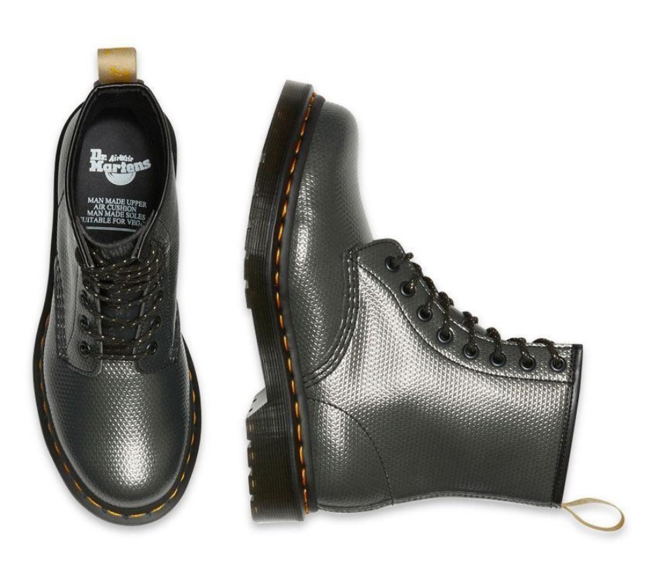 Dr Martens Schweiz Zürich Gunmetal Alumix Hex Emboss 1460 Vegan Metallic Emboss Boot
