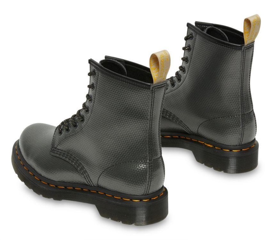 Dr Martens Schweiz Zürich Gunmetal Alumix Hex Emboss 1460 Vegan Metallic Emboss Boot