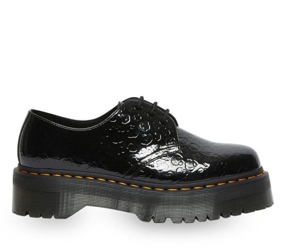 Schwarz Lack Lampe Leopardenprägung Dr Martens Schweiz 1461 Quad Leopardenprägung