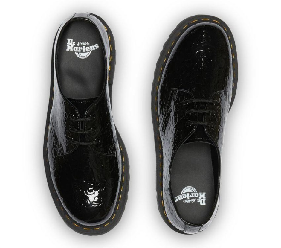 Schwarz Lack Lampe Leopardenprägung Dr Martens Schweiz 1461 Quad Leopardenprägung