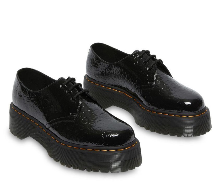 Schwarz Lack Lampe Leopardenprägung Dr Martens Schweiz 1461 Quad Leopardenprägung