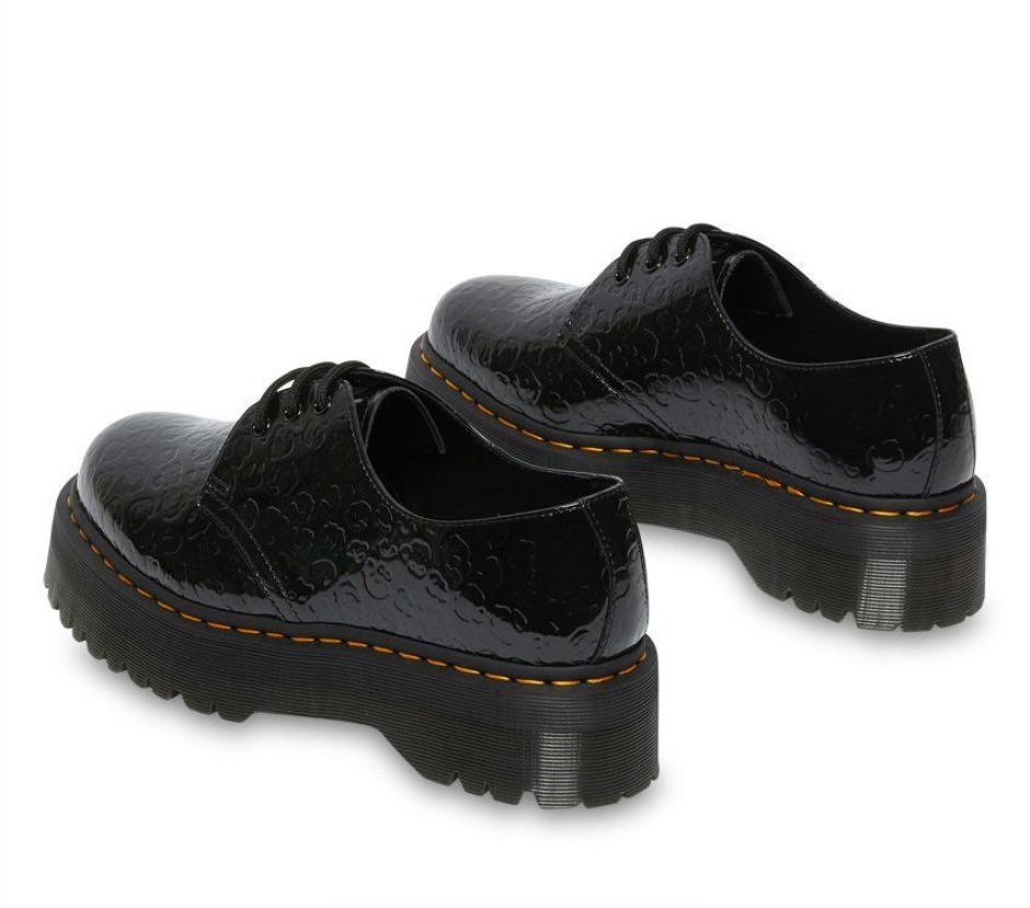 Schwarz Lack Lampe Leopardenprägung Dr Martens Schweiz 1461 Quad Leopardenprägung