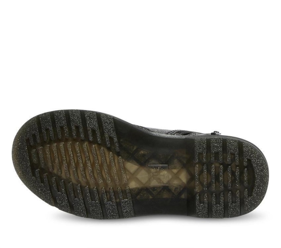 Schwarz (schwarze Basis Groß Silberglitter)/türkisblau Dr Martens Schweiz Junior 1460 Glitter Patent