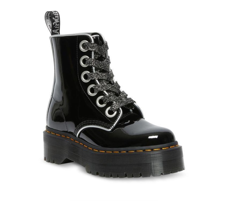Black/silver Patent Lamper Dr Martens Schweiz Molly Patent Lamper